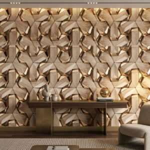 Golden & Black Floral Texture Wallpaper Code : A1001