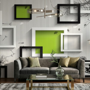 Square Frame with Tree Wallpaper – Modern Nature Wall Mural