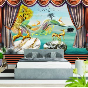 Beautiful Nature Birds Landscape Curtain 3D Wallpaper