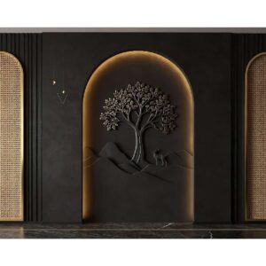 Black & Gold Arch Tree Wall Wallpaper – Luxury Wall Design