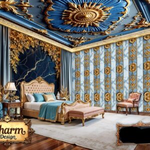 Charm - Blue & Gold Ornamental Luxury Wallpaper