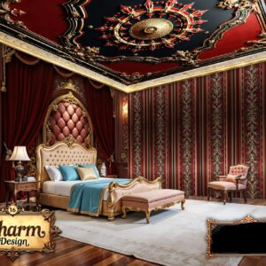 Charm - Burgundy & Gold Luxury Wallpaper