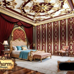 Charm - Burgundy & Gold Luxury Wallpaper