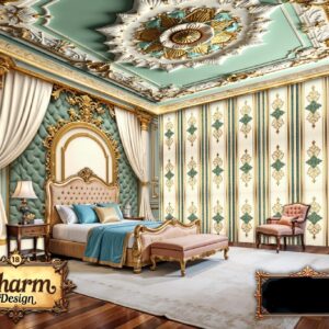Charm - Mint Green & Gold Luxury Wallpaper