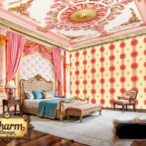 Charm - Pink & Gold Floral Luxury Wallpaper
