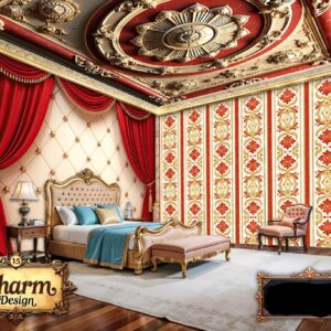 Charm - Red & Gold Classic Luxury Wallpaper