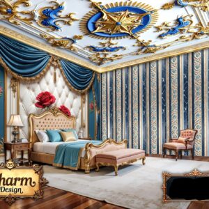 Charm - Royal Blue & Gold Luxury Wallpaper