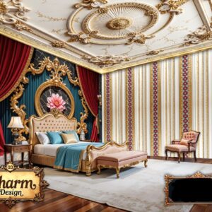 Charm Royal Red & Gold Luxury Wallpaper