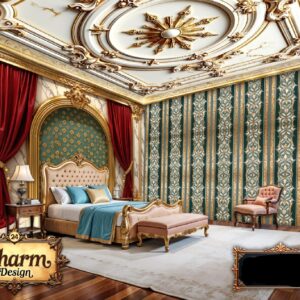 Charm - Teal & Gold Elegant Wallpaper