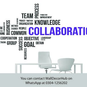 Collaboration Office Wallpaper – Black & Blue Typography Design