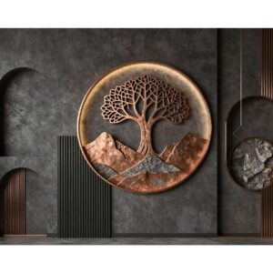 Copper Tree Art Wall Wallpaper – Premium Modern Wall Decor