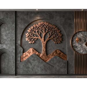 Dark Black & Gold Tree Wall Art Wallpaper – Luxury Wall Decor