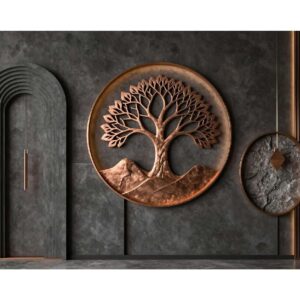 Dark Copper Tree Art Wall Wallpaper – Luxury Wall Decoration