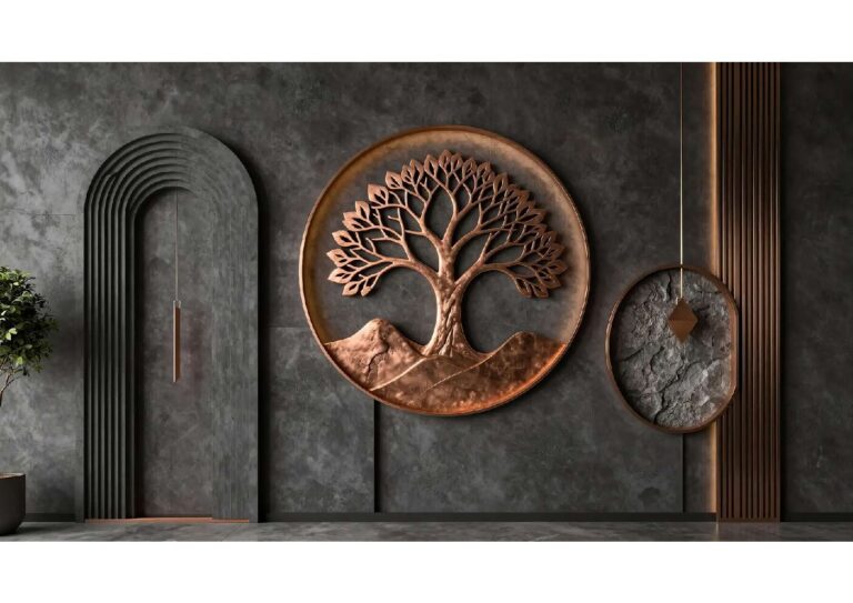 Dark Copper Tree Art Wall Wallpaper – Luxury Wall Decoration