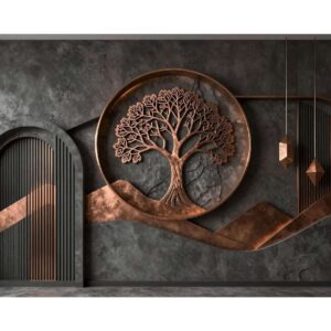 Dark Copper Tree Wall Wallpaper – Premium Luxury Wall Art