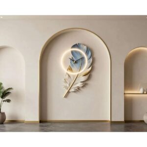 Elegant Feather Arch Wall Wallpaper – Luxury Home Interior