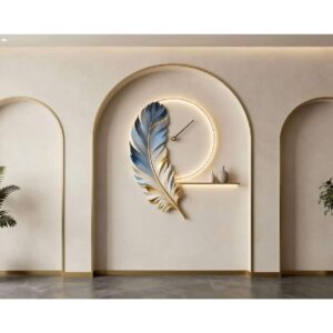 Elegant Feather & Arch Wall Wallpaper – Modern Home Decor