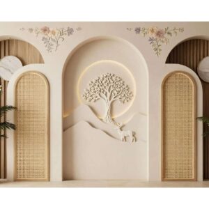 Elegant Floral Arch Wall Wallpaper – Modern Home Decoration