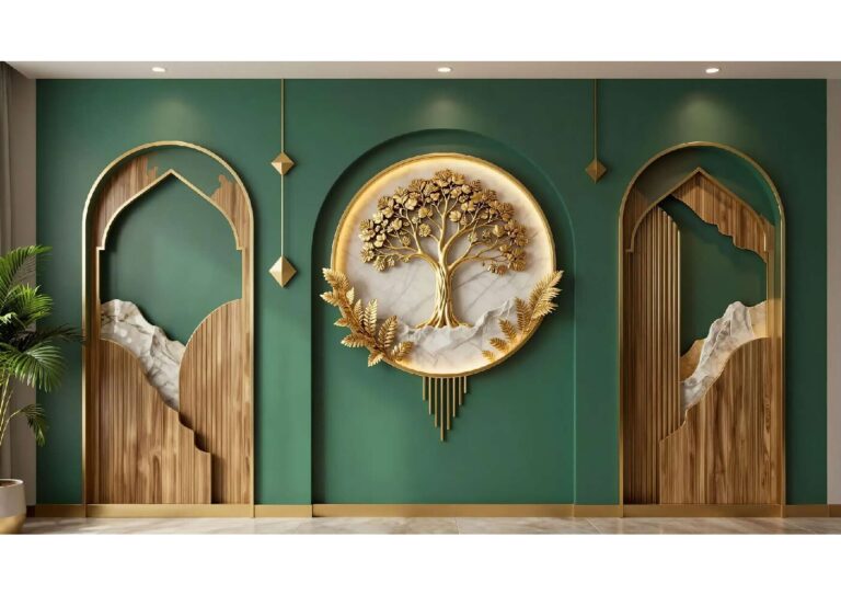 Emerald Green Tree Wall Wallpaper – Luxury Interior Design