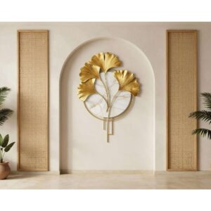 Gold Leaf Arch Wall Wallpaper – Luxury Modern Wall Decor