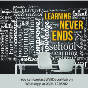 Learning & Success Office Wallpaper – Black Typography Design