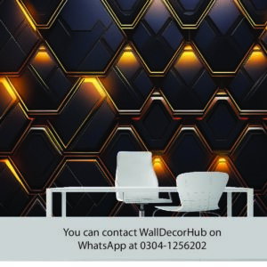 Luxury Black & Gold Hexagon Office Wallpaper – 3D Geometric Design
