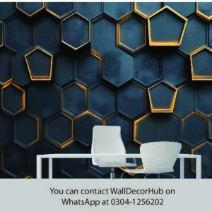 Luxury Dark Hexagon Office Wallpaper – Black & Gold 3D Design