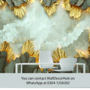 Luxury Marble Office Wallpaper – White & Gold Abstract Design