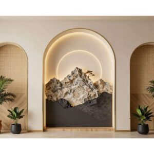Luxury Mountain Arch Wall Wallpaper – Modern Nature Decor