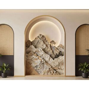 Luxury Mountain Landscape Wall Wallpaper – Elegant Interior