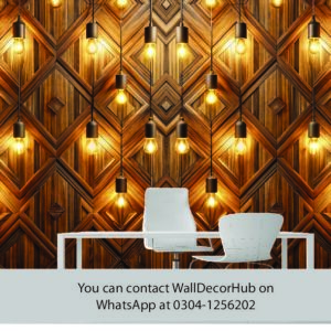 Luxury Wood Office Wallpaper – Geometric 3D Light Design