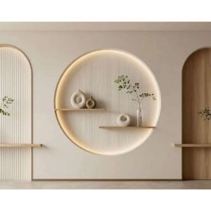 Minimalist Round Shelf Arch Wall Wallpaper – Modern Decor