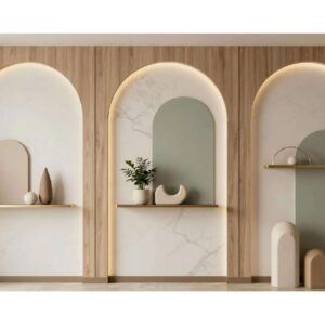 Modern Wooden Arch Wall Wallpaper – Elegant Interior Decor