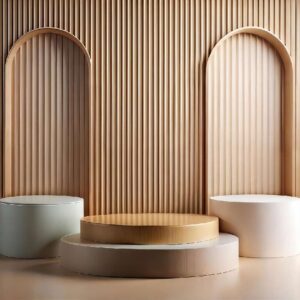 Modern Wooden Slat Arch Wall Wallpaper – Elegant Wall Decor