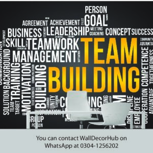 Team Building Office Wallpaper – Black & Gold Typography Design