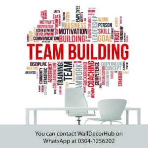 Team Building Office Wallpaper – Red & Black Typography Design