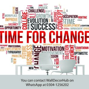 Time for Change Office Wallpaper – Red Inspirational Typography Design