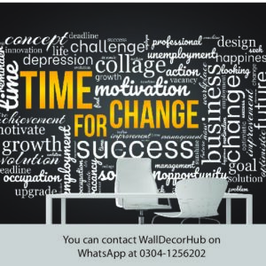 Time for Success Office Wallpaper – Black & Gold Inspirational Design