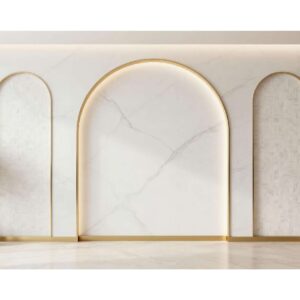 White Marble Arch Wall Wallpaper – Elegant Modern Interior