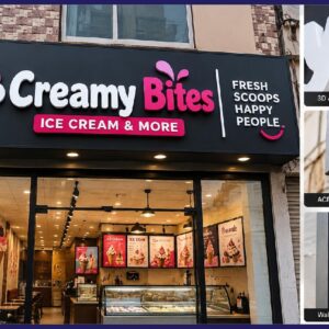 3D Acrylic Ice Cream Shop Signboard – Restaurant & Cafe Signage