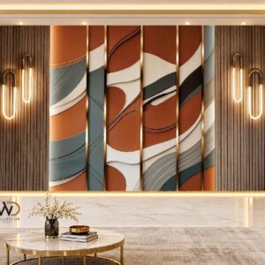 Abstract Brown Geometric 3D Wall Panel Design in Karachi