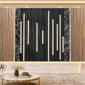 Black & Gold Vertical LED Style Wall Panel in Karachi