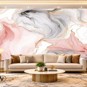 Blush Pink & Grey Marble Wallpaper – MW-23