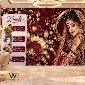 Bridal Makeup & Beauty Services Wallpaper – Salon Wall Mural Karachi