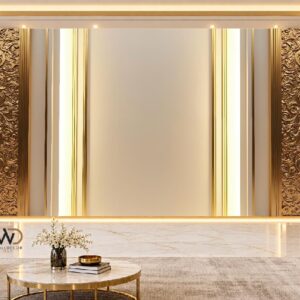 Classic Beige & Gold Frame Luxury Wall Panel in Karachi
