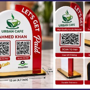 Custom Acrylic QR Payment Stand – JazzCash & Easypaisa Display