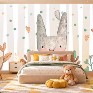 Cute Bunny Forest Kids Wallpaper – Nursery Wallpaper