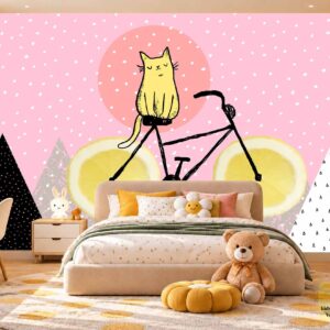 Cute Cat Adventure Kids Wallpaper – Fun Wall Decor