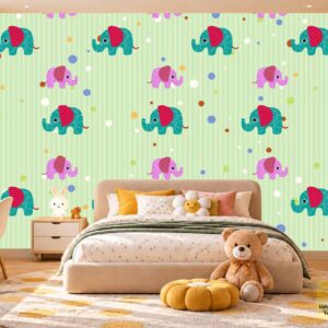 Cute Elephant Kids Wallpaper – Colorful Kids Room Design