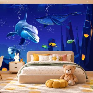 Dolphin Ocean Kids Wallpaper – Underwater Wall Decor
